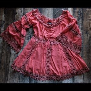 Coral Lacey Blouse S/M